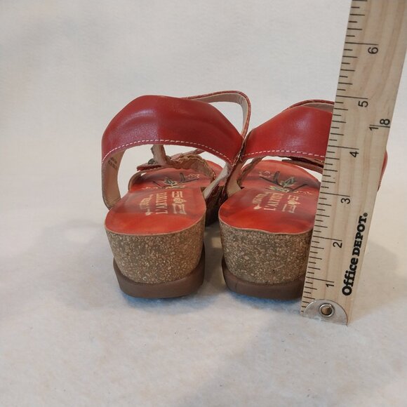 L'Artiste Spring Step Sandals Womens 7.5 Red Leather EU 38 Wedge Comfort Casual. - Picture 7 of 12